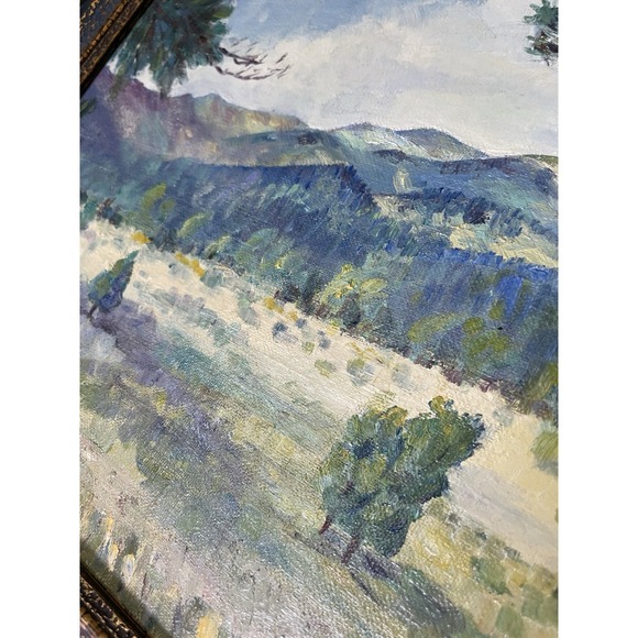 Vintage Mountains Wooded Landscape Oil Painting Framed 12"x16" Signed - Picture 11 of 12